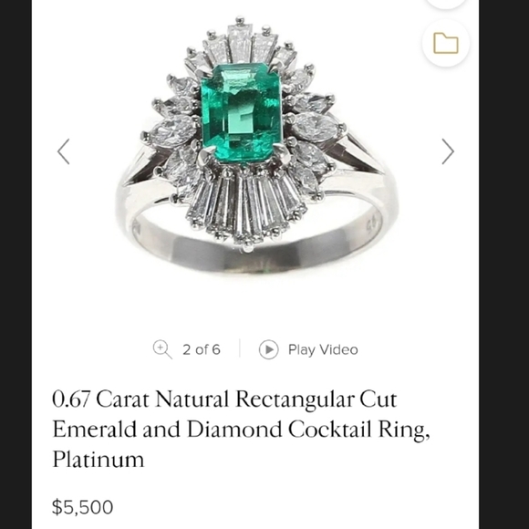 $4,995 Platinum Emerald & Diamong Heirloom Ring - Picture 16 of 16